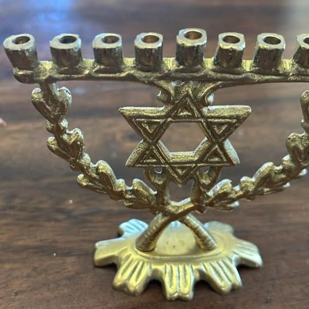 Brass Star of David Hanukkah Menorah